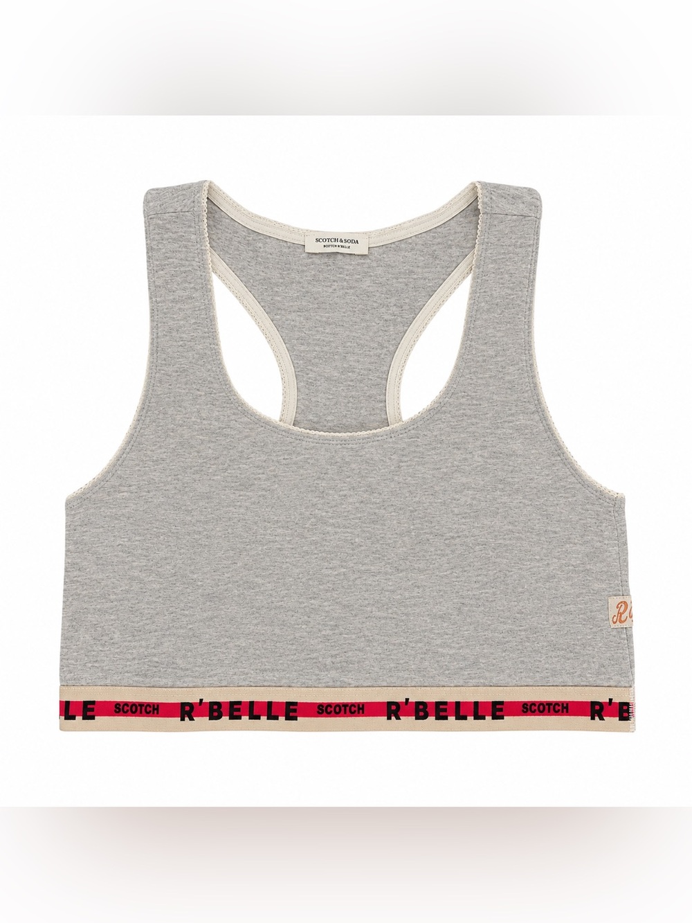 Scotch & Soda Grey Bralette with Beige Trim and Red Branded Band